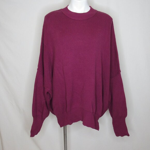 Free People Berry Red Easy Street Tunic Slouchy Fit Sweater Women's M Medium - Picture 1 of 8